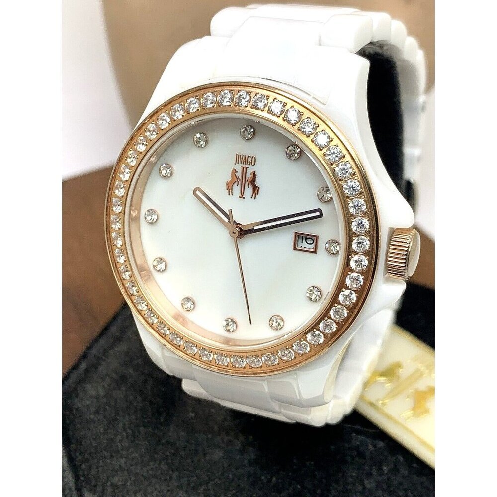 Jivago Women's Watch JV9412 Quartz Mother of Pearl Dial Rose Gold White Ceramic